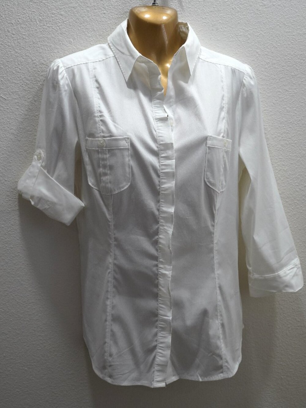 White House Black Market White Tab Sleeve Blouse size 8